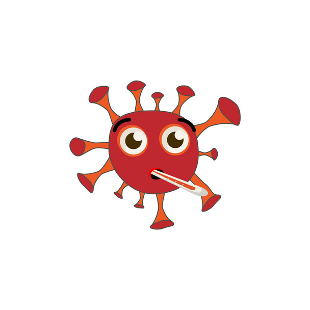 Koronawirus chory emotikon płaska ikona. izolowany element ilustracji - Wektor, obraz