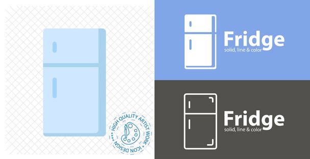 Kühlschrank flach Symbol. Liniensymbol - Vektor, Bild