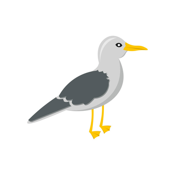 seagull illustration design element. sea life flat icon. - Vector, Image