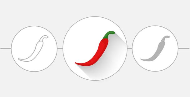 Chili Pepper plochá ikona. pevné a čárové ikony - Vektor, obrázek