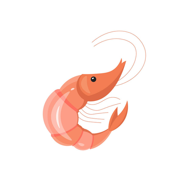 elemento de diseño ilustración de camarones. vida marina icono plano
. - Vector, Imagen