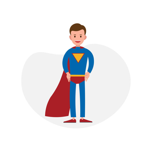 スーパーヒーローキャラクターフラットイラスト。スーパーマンのデザイン要素 - ベクター画像
