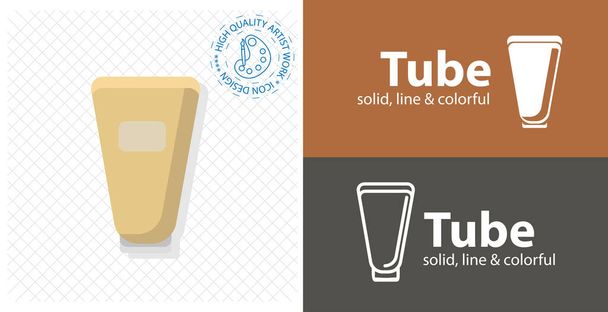 Tube container for cream flat icon. line icon - Vector, Image