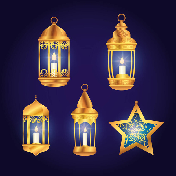 набір ліхтарів з зіркою прикраси Ід Мубарак
 - Вектор, зображення