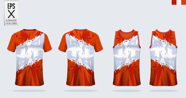 T-shirt mockup, sport shirt template design for soccer jersey, football kit. Tank top for basketball jersey and running singlet. Sport uniform in front view and back view.  Mock up Vector Illustration. - Vector, Image