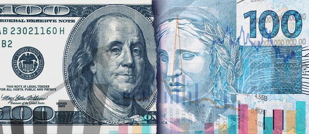 dollar et brésilien réel, concept de dollar élevé au Brésil. Bourse brésilienne
. - Photo, image