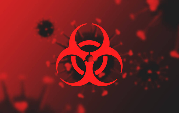 coronavirus cell with biohazard sign - Фото, зображення