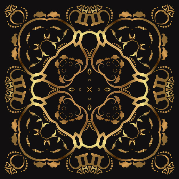Abstract luxury gold pattern, ornament with monograms, ornate elements. Elegant wedding invitation card; invitation; workpiece for your design. - Вектор, зображення