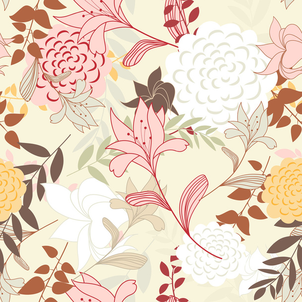 Seamless floral background - Vector, imagen