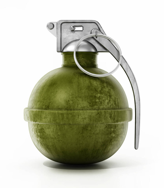 Hand grenade isolated on white background. 3D illustration. - Foto, Imagem