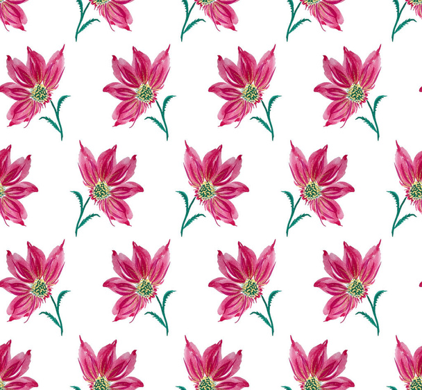hand drawn seamless colorful bright pattern with colorful flowers - Φωτογραφία, εικόνα
