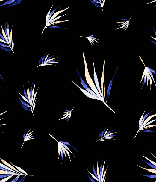 ručně kreslené bezešvé barevné jasný vzor s tropickými listy  - Fotografie, Obrázek