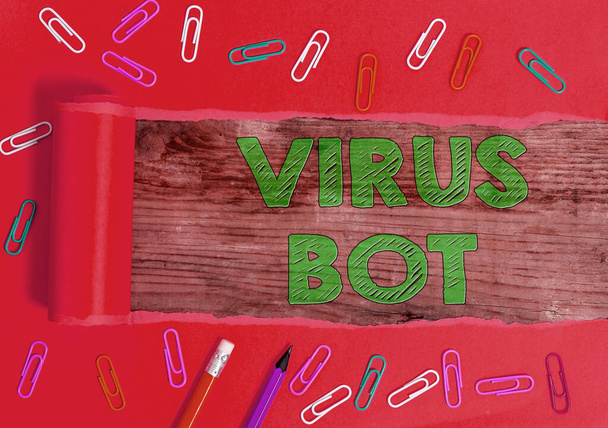 Signo de texto que muestra Virus Bot. Foto conceptual malware autopropagante malicioso diseñado para infectar a un host
. - Foto, Imagen