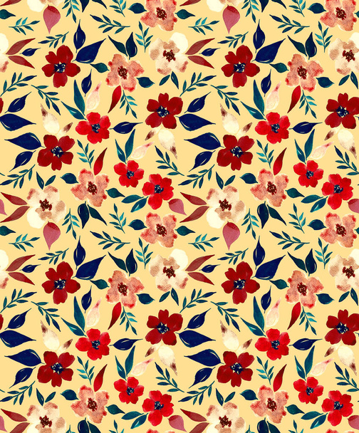 hand drawn seamless colorful bright pattern with colorful flowers - Фото, зображення