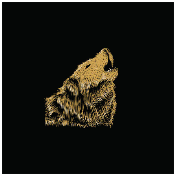 Cabeza lobo aullido Husky icono depredador tatuaje caza mamífero carnívoro bosque canino
 - Vector, imagen