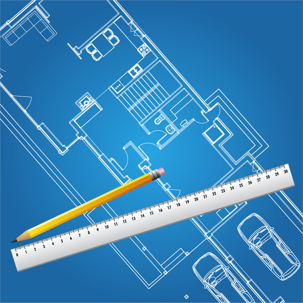 Architectural background vector blueprint - Vector, Image