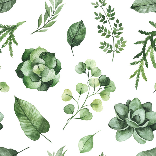 Satz grüner Blätter isoliert auf weißem Hintergrund - Foto, Bild