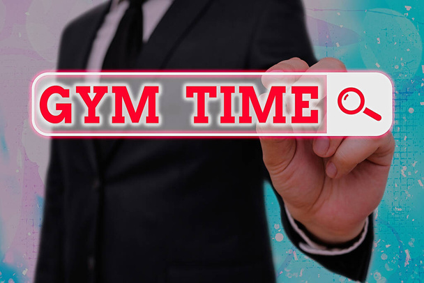 Texto de escritura de palabras Gym Time. Concepto de negocio para una motivación para empezar a hacer ejercicios de fitness
. - Foto, Imagen