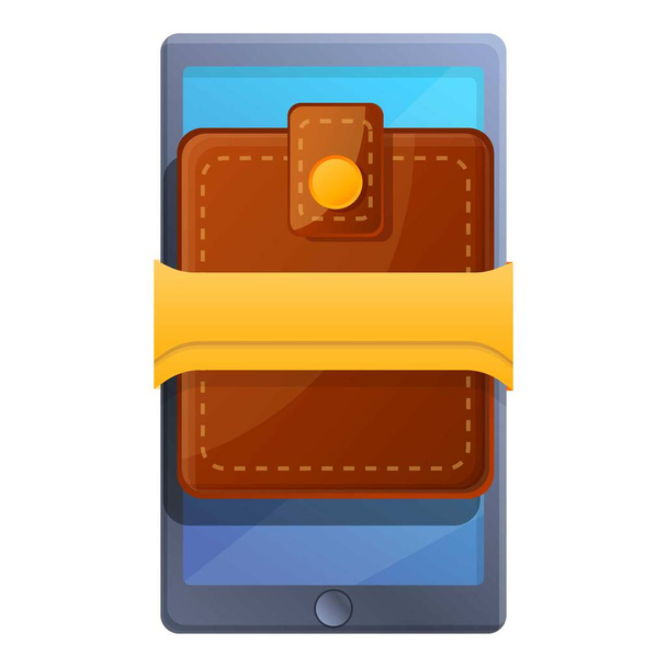 Smartphone finance wallet icon, cartoon style - Vetor, Imagem