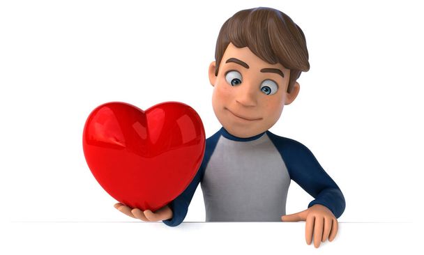 3D cartoon character fun teenager with heart - Valokuva, kuva