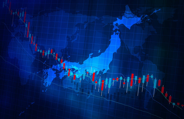 株価下落グラフ画像青の色の視覚的なデザイン - 写真・画像