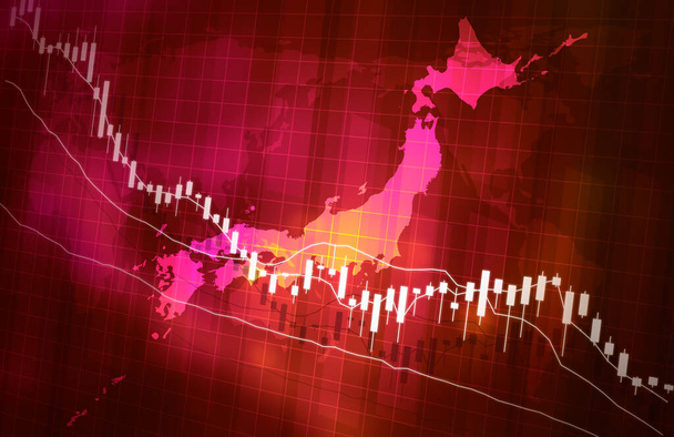 Stock price decline graph map image Red color visual design - Photo, Image