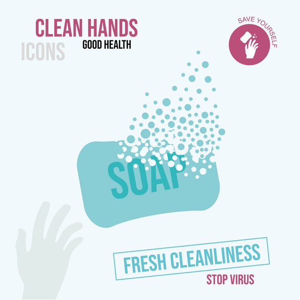 Soap dispersing into a cloud of bubbles. The concept is fresh cleanliness. - Vector, imagen