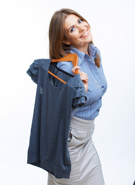 Business woman hold casual clothes - Fotó, kép
