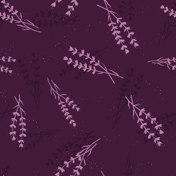 Cute hand drawn lavender seamless pattern, floral background with doodle flowers, great for summer and spring textiles, banners, wallpapers, wrapping - vector design - ベクター画像