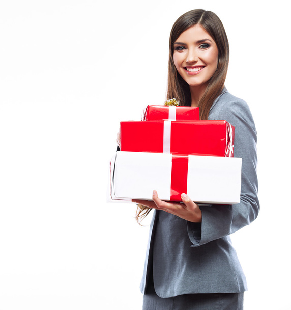 Business woman hold gift box - Valokuva, kuva