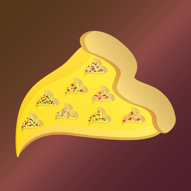 Pizzascheiben mit acht kleinen Pizzascheiben - Vektor, Bild