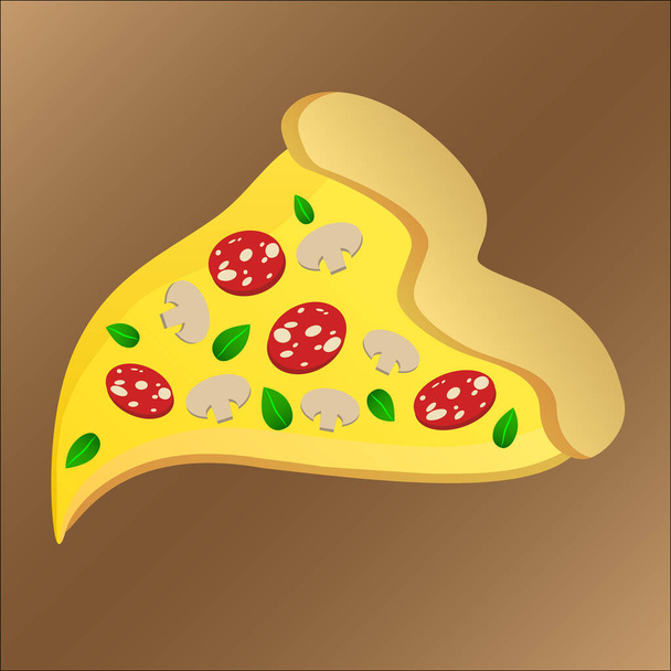 Φέτα νόστιμης πίτσας με πεπερόνι και τυρί - Διάνυσμα, εικόνα