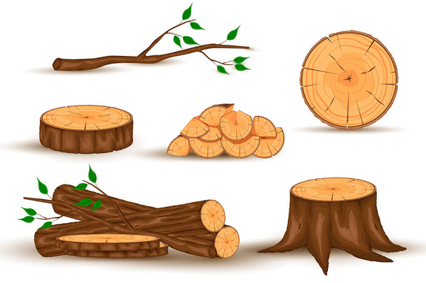 Tronco y tronco de madera, tronco y tablón
. - Vector, Imagen