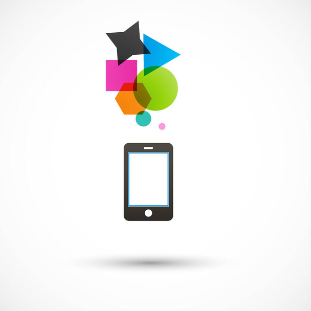 Smartphone nero vettoriale con forme geometriche astratte. Design logo colorato
 - Vettoriali, immagini