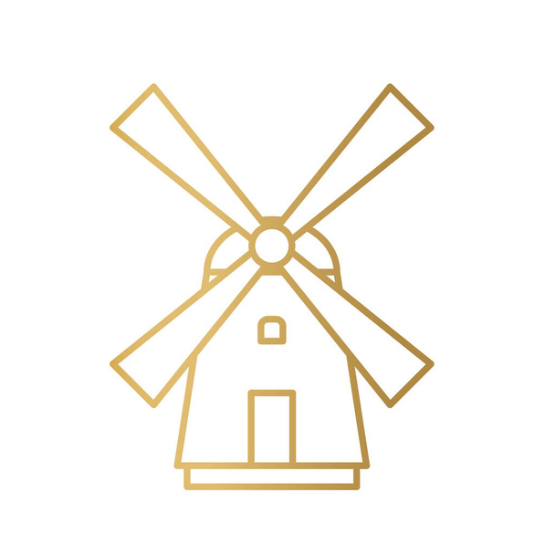 icono de molino de viento retro dorado - ilustración vectorial
 - Vector, imagen