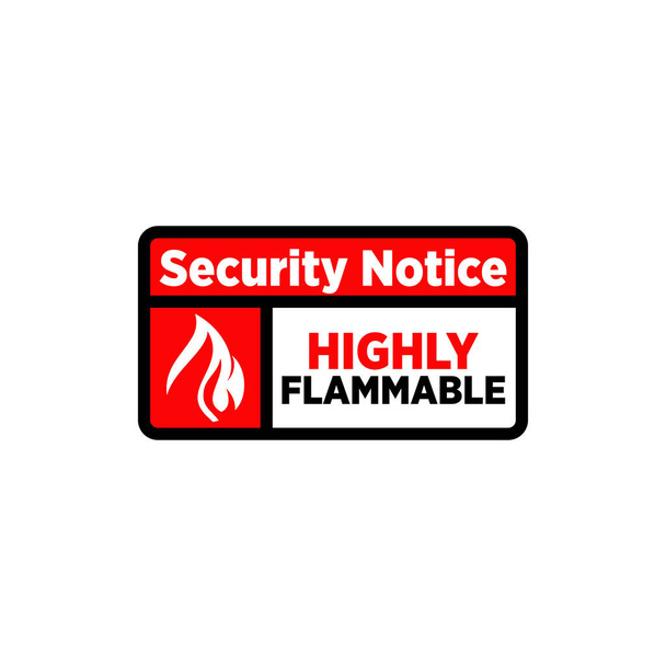 可燃性の高い材料テンプレート設計の警告に関するシンボルとロゴ - ベクター画像