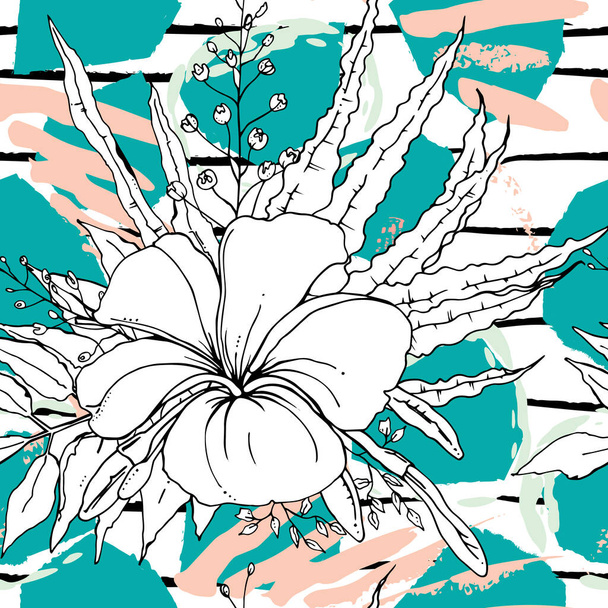 Tropical, stripe, animal motif. Seamless pattern - Vektor, obrázek
