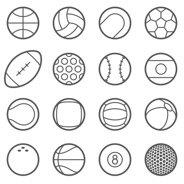 Векторные спортивные мячи разных видов. Набор икон
.  - Вектор,изображение