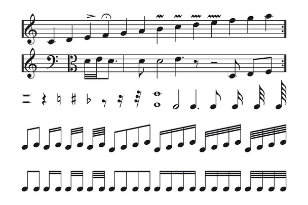Icône de signes musicaux isolés vectoriels - notes. Pour votre musique
. - Vecteur, image