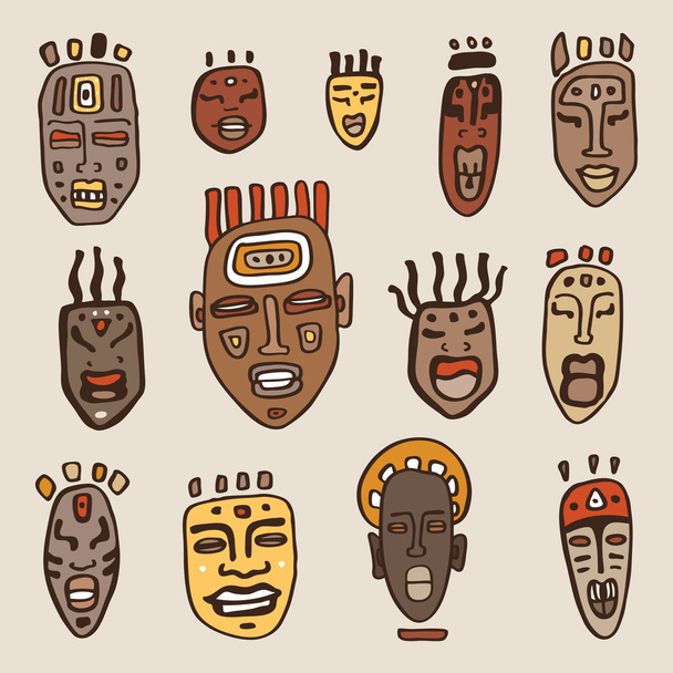 set di maschere africane. - Vettoriali, immagini