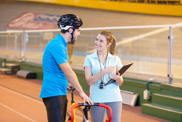 profession cyclist passing an evaluation test - Foto, Imagen