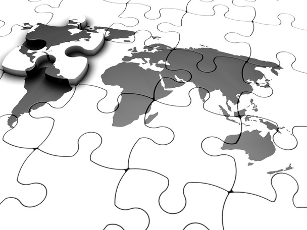 Jigsaw de um mapa do mundo
 - Foto, Imagem