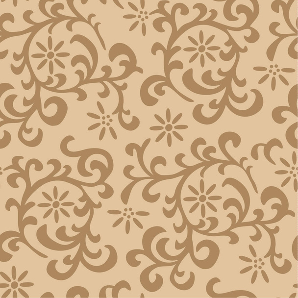 Floral seamless pattern. Beige and brown color - Vector, Image