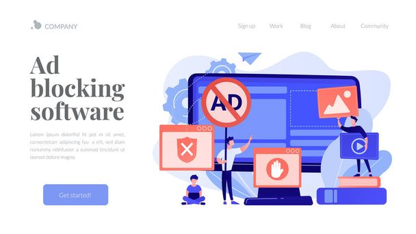 Ad blocking software concept landing page. - Vector, Image