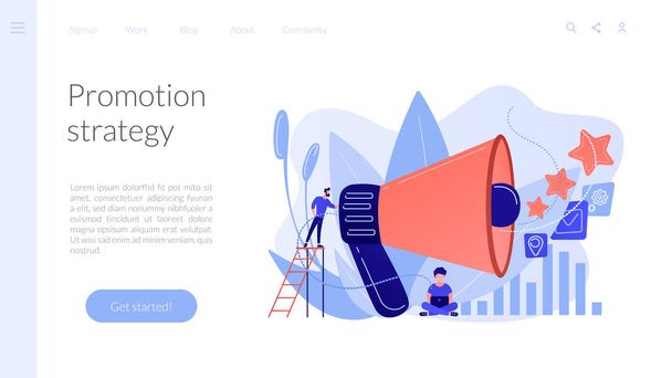 Promotion strategy concept landing page. - Vector, Image