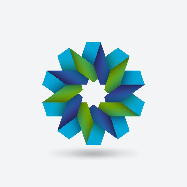 Fleur symbole géométrique bleu et vert de rubans entrelacés
 - Vecteur, image