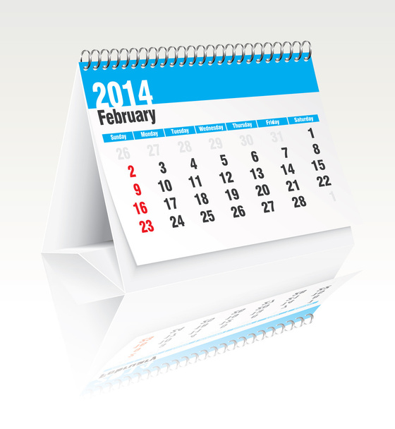 2014 年 2 月卓上カレンダー - ベクター画像
