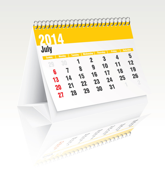 июль 2014 настольный календарь
 - Вектор,изображение