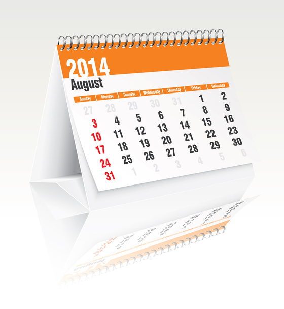 augusztus 2014 asztali naptár - Vektor, kép