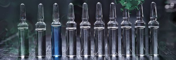 syringe and ampoule, coronavirus vaccine, concept medicine vaccination protection covid 19 - Фото, изображение